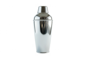 Shiny cocktail shaker isolated against a transparent background professional drink preparation concept
