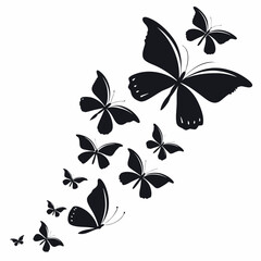 Elegant collection of black butterflies in various artistic poses and styles