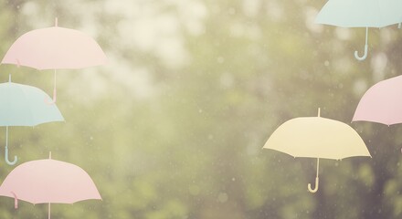 Pastel colored umbrellas outdoor scene