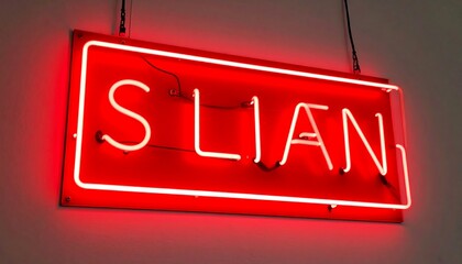 Red neon sign with the word SLIAN