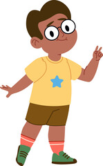 Boy with Glasses Peace Sign