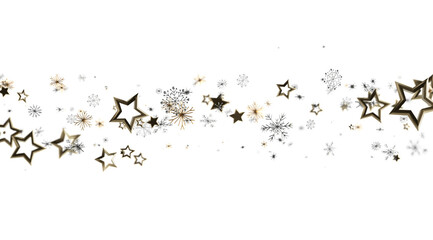 Elegant winter design with gold stars and snowflakes. Perfect for holidays, celebration, and winter themes.