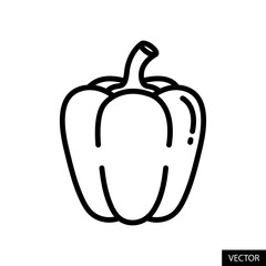 Bell Pepper, Capsicum vector icon in line style design for website, app, UI, isolated on white background. Editable stroke. Vector illustration.
