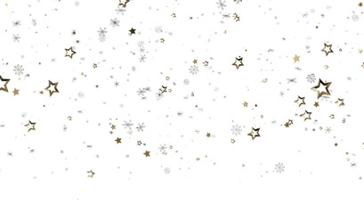 Festive winter background with gold stars and snowflakes. Perfect for holidays.