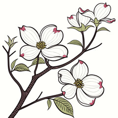 dogwood white flower vector