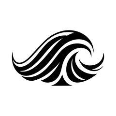 Dynamic abstract black wave design with flowing lines and curves suggesting motion and energy, perfect for branding and graphic elements