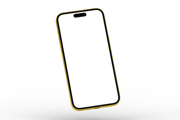High-quality image of a gold smartphone with a blank screen, perfect for app presentations or website mockups.  Easy to use and customize.