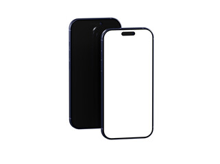 High-quality image of two smartphones, one with a black screen and one with a white screen, perfect for app presentations or website