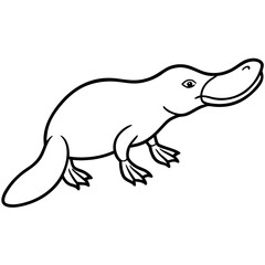 Fototapeta premium Platypus line art vector