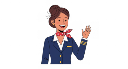Smiling Air Hostess Waving.