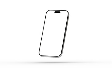 High-quality photo of a modern smartphone with a blank screen, perfect for app presentations or website mockups. Clean design, isolated on white.