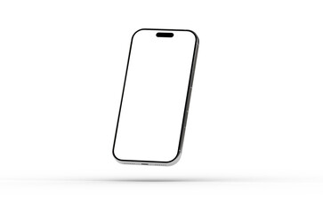 High-quality 3D render of a modern smartphone with a blank screen, perfect for app presentations or website designs. Clean and minimalist.