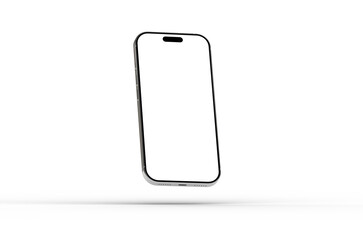 High-quality 3D render of a modern smartphone with a blank screen, perfect for app presentations or website mockups. Clean, minimalist design.