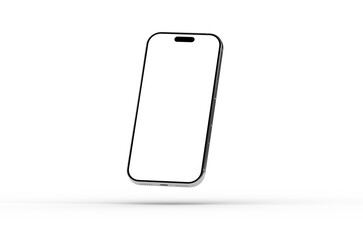 High-quality photo of a modern smartphone with a blank screen, perfect for app presentations or website mockups. Isolated on white.