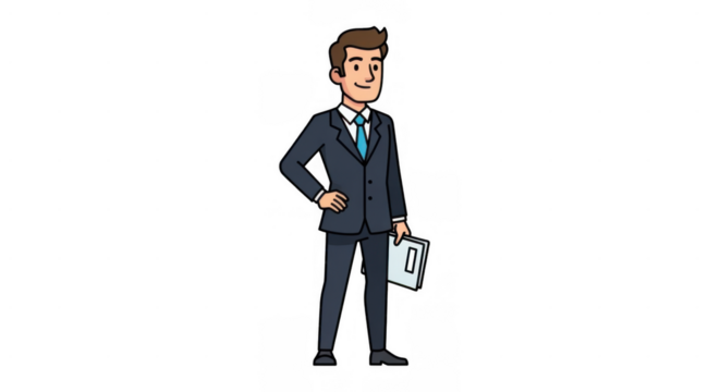 Confident businessman holding a briefcase.