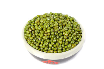 Fresh Green Mung Beans in White Bowl - Organic Legumes for Healthy Nutrition and Gourmet Cooking