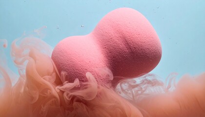 Pink sponge bubbly underwater dissolving spa relaxing in timeless fine art surrealism diving in water slowly movement3.