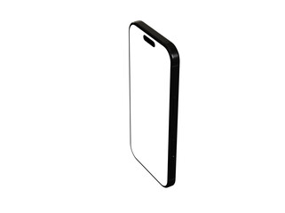 High-quality image of a black smartphone mockup with a blank screen, perfect for app presentations or website designs. Isolated on white backgr