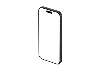 High-quality 3D render of a black smartphone with a blank screen, perfect for app presentations or website mockups. Clean and modern design.