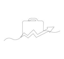 Obraz premium Continuous one line drawing of Business Infographic, With white background business bag style