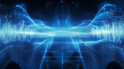 Obraz premium Abstract Blue Sound Wave Visualization