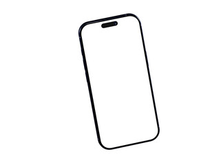 High-quality image of a modern smartphone with a blank screen, perfect for app presentations or website mockups. Isolated on white ba