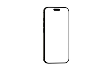 High-quality image of a black smartphone with a blank screen, perfect for app presentations or website mockups. Isolated on white background.