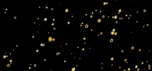Sparkling gold stars on a black background. Perfect for celebration, holidays, and festive designs.