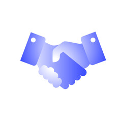 Handshake icon representing agreement, partnership, or business deal with blue gradient design