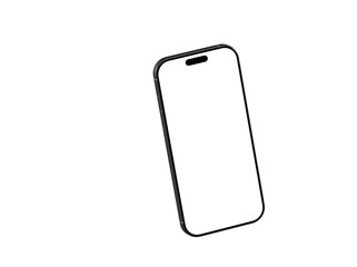 High-quality image of a modern smartphone with a blank screen, perfect for app presentations or website mockups.  Isolated on white background for easy use.