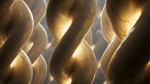 Abstract Marble Chain Links Golden Glow Interlocking Pattern