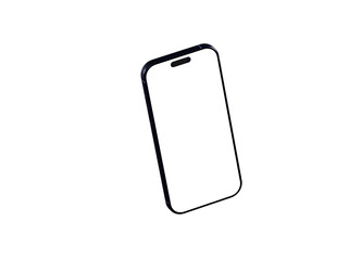 Clean isometric view of a black smartphone with blank screen. Perfect for app presentations or technology concepts.