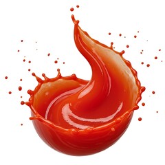 tomato sauce splash swirl, isolated on white background