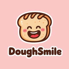 Cute smiling slice of bread character mascot logo.