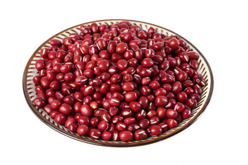 Organic Red Adzuki Beans in Bowl - Healthy Asian Legume Ingredient for Cooking and Congee