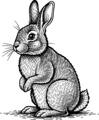 Easter Bunny Vector Ink Drawing