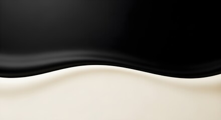 Abstract smooth black wave merging with creamy beige gradient  soft curves