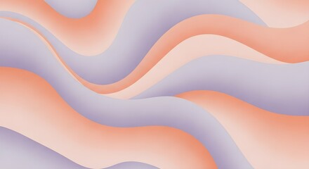 Abstract flowing waves of peach and lavender gradient colors create a smooth undulating