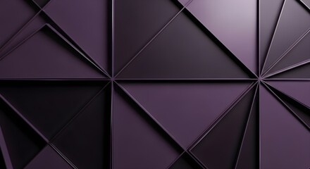 Abstract geometric pattern with deep purple intersecting triangular planes and sharp edges