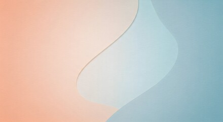 Abstract wavy shapes in pastel peach and soft blue tones with subtle paper texture