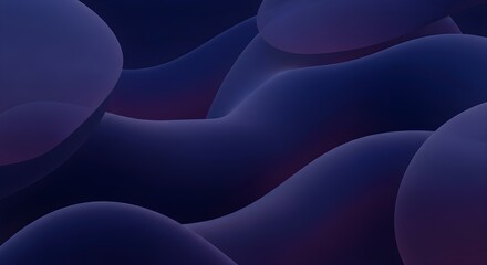 Abstract fluid shapes and gradients in deep purple and dark blue hues smooth