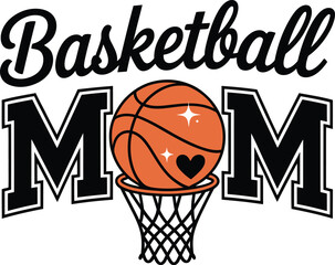 Basketball Mom Heart Hoop Design