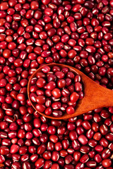 Red Adzuki Beans in Wooden Spoon - Organic Nutritious Legumes for Healthy Cooking