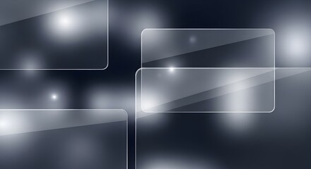Abstract glass panels with soft lighting and reflections on a dark gradient