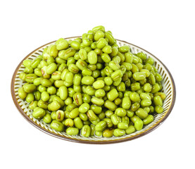 Small Green Mung Beans in Glass Bowl - Organic Healthy Legume Cooking Ingredients