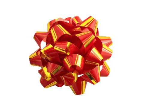 Red and gold gift bow isolated on black background festive decoration, Isolated On White, Png Transparent - Powered by Adobe