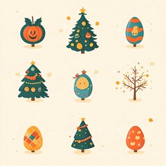 Colorful festive illustrations for seasonal events.