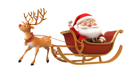 Santa Claus and reindeer with gifts