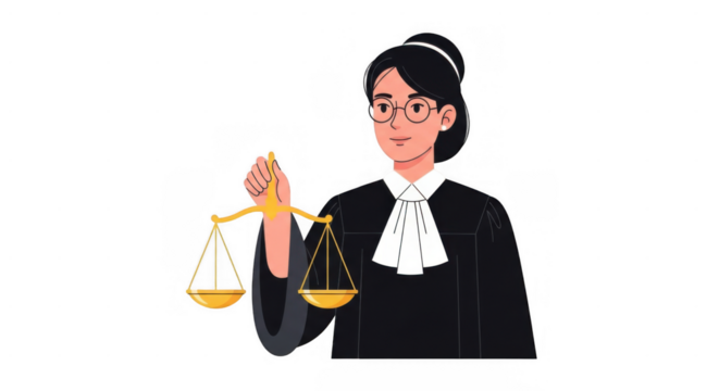 Female Judge Holding Balance Scales. - Powered by Adobe
