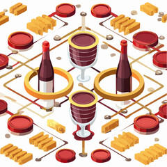 isometric luxury gourmet wine and cheese infographic pairing illustration luxury gourmet design